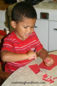 Learning Activities for the Color Red: Torn Paper Apple Craft