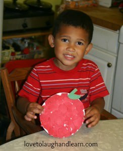 Learning Activities for the Color Red: Completed Torn Paper Apple Craft