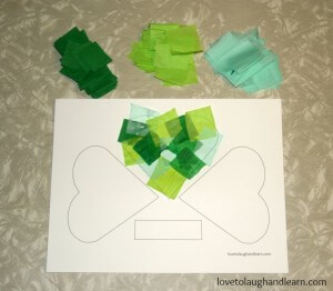 Tissue covered shamrock craft.